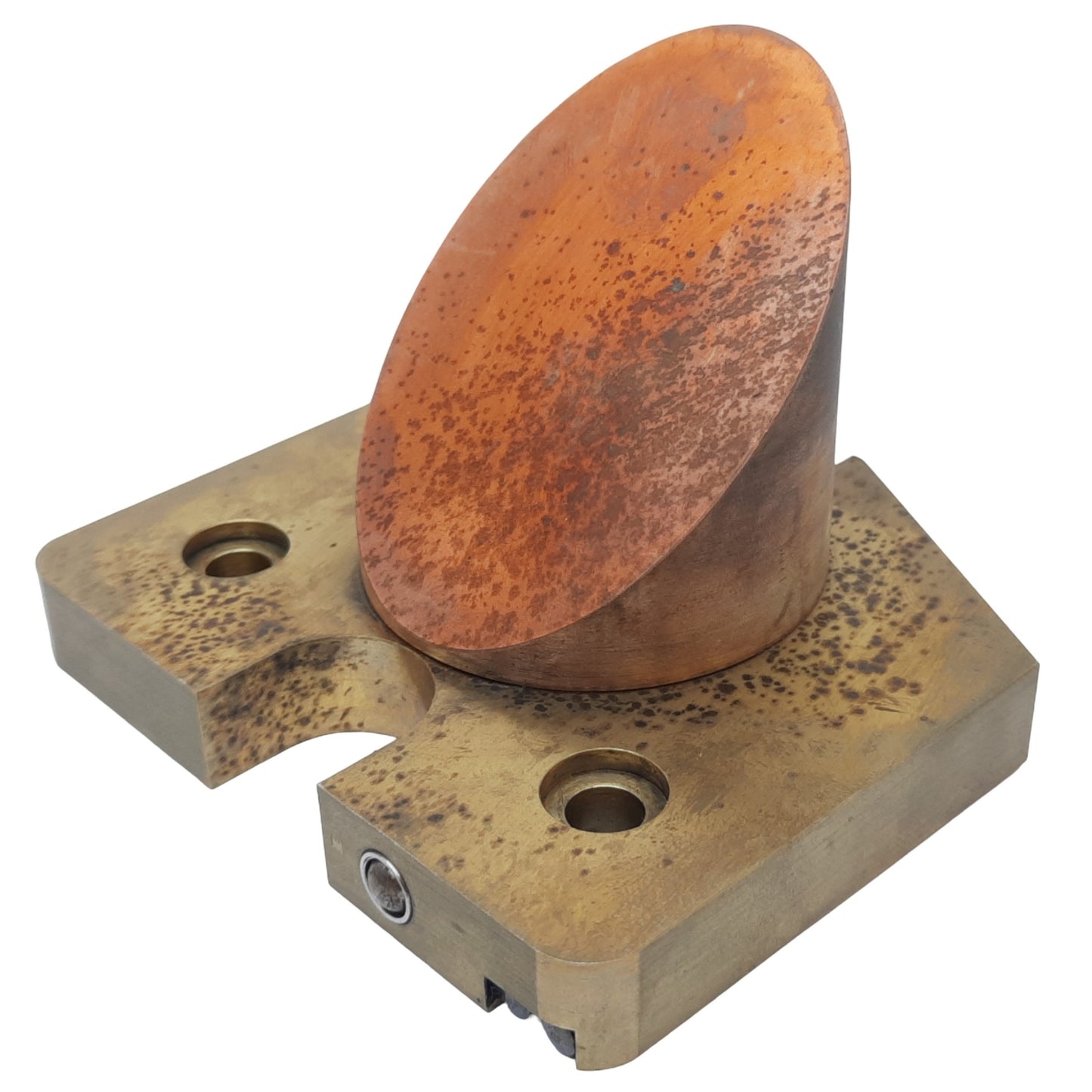 Used Kugler 15044 PF17950/7 Flat Copper Laser Mirror ø49.5mm 90° OFHC w/Cooling Plate