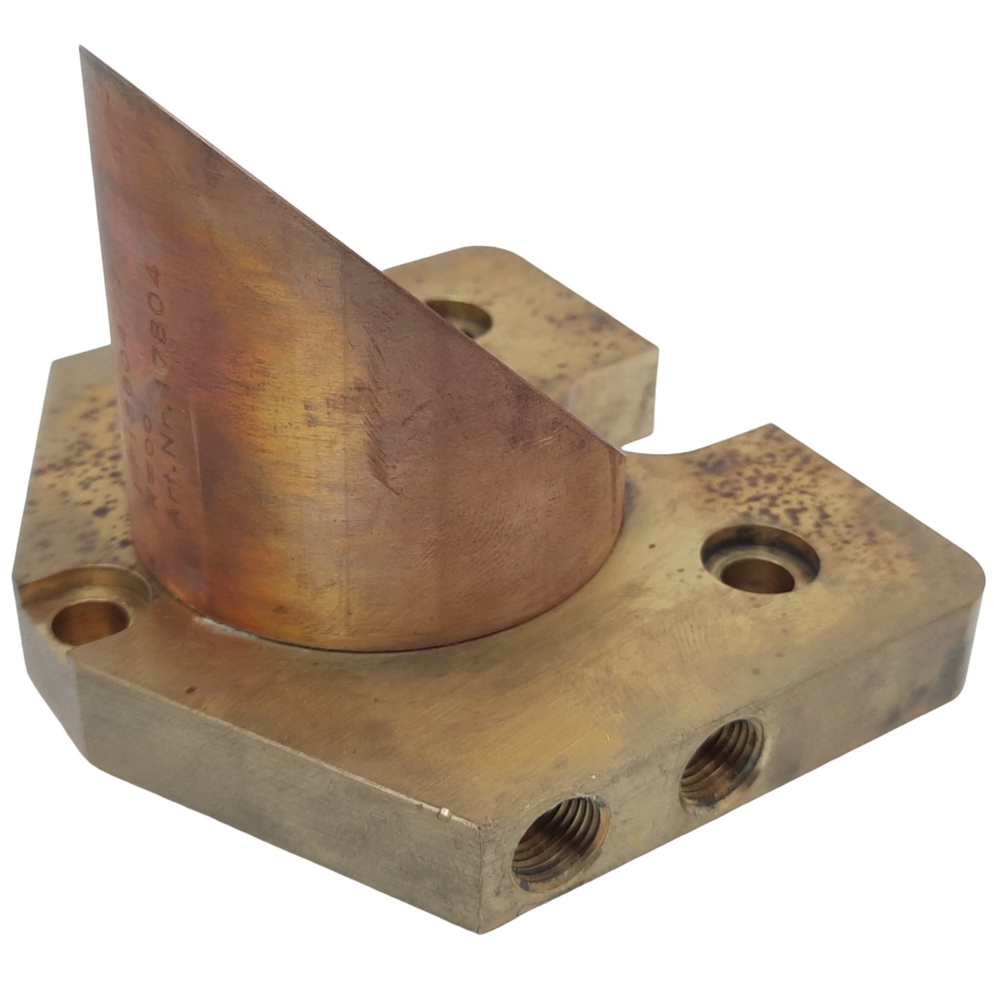 Used Kugler 15044 PF17950/7 Flat Copper Laser Mirror ø49.5mm 90° OFHC w/Cooling Plate
