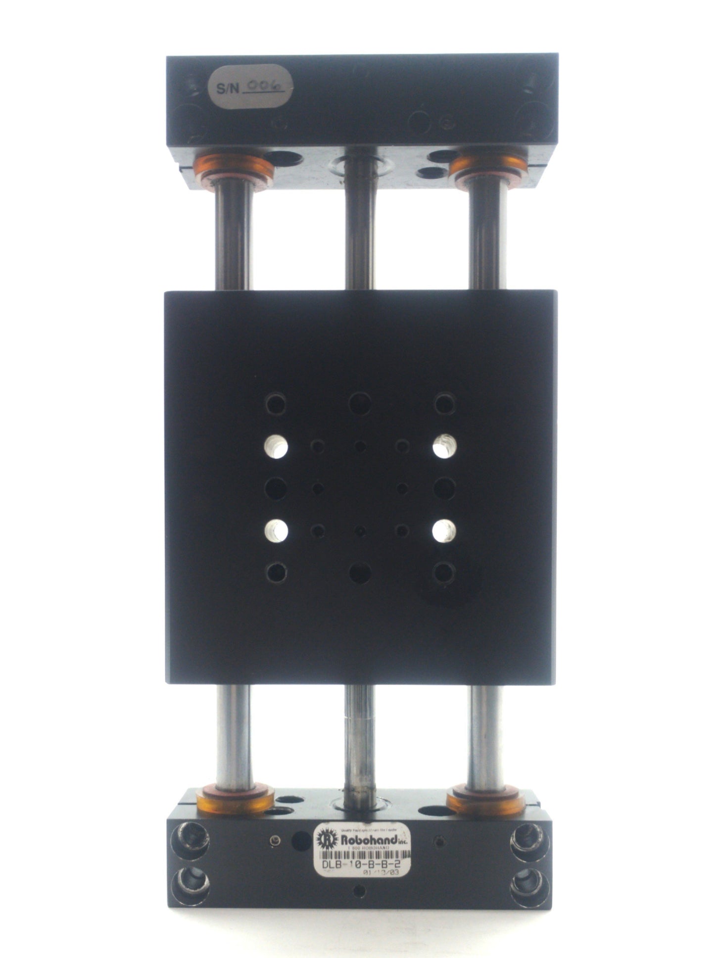 Used Robohand DLB-10-B-B-2 Guided Cylinder, 2" Stroke, 3/4" Bore, 80PSI, 10-32 Ports