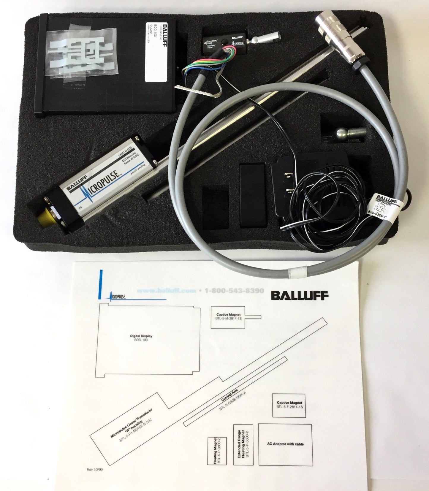 Used Balluff Micropulse BTL-5-P1 Linear Transducers Kit, Digital Display BDD-100