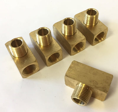 New – Open box Lot of 5 Solid Brass 3/8" FNPT x FNPT x MNPT Branch Tee Threaded Fittings