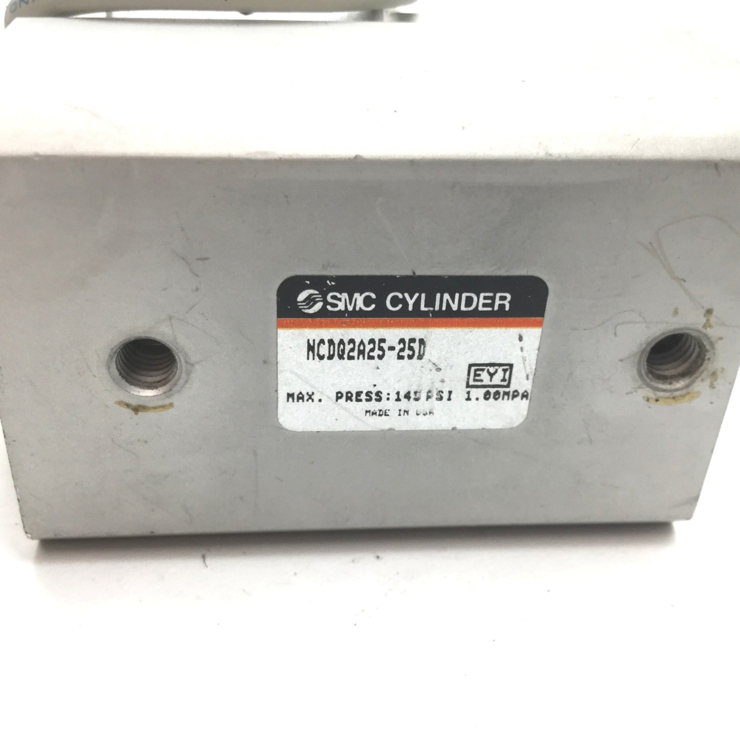 Used SMC NCDQ2A25-25D Pneumatic Cylinder, Bore: 25mm, Stroke: 25mm, With 2x Sensors
