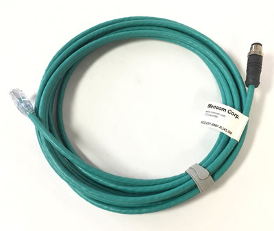 New – Open box Mencom MDE45P-8MP-RJ45-5M Ethernet Network Cordset, M12 Male Straight RJ45, 5M