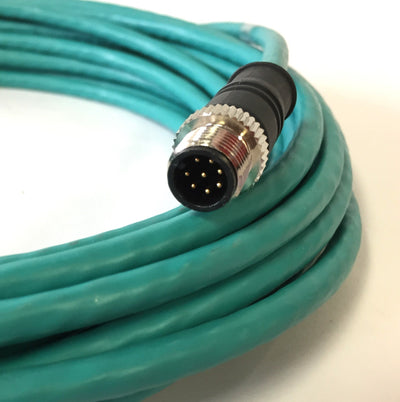 New – Open box Mencom MDE45P-8MP-RJ45-10M Ethernet Network Cordset, M12 Male Straight RJ45, 10M