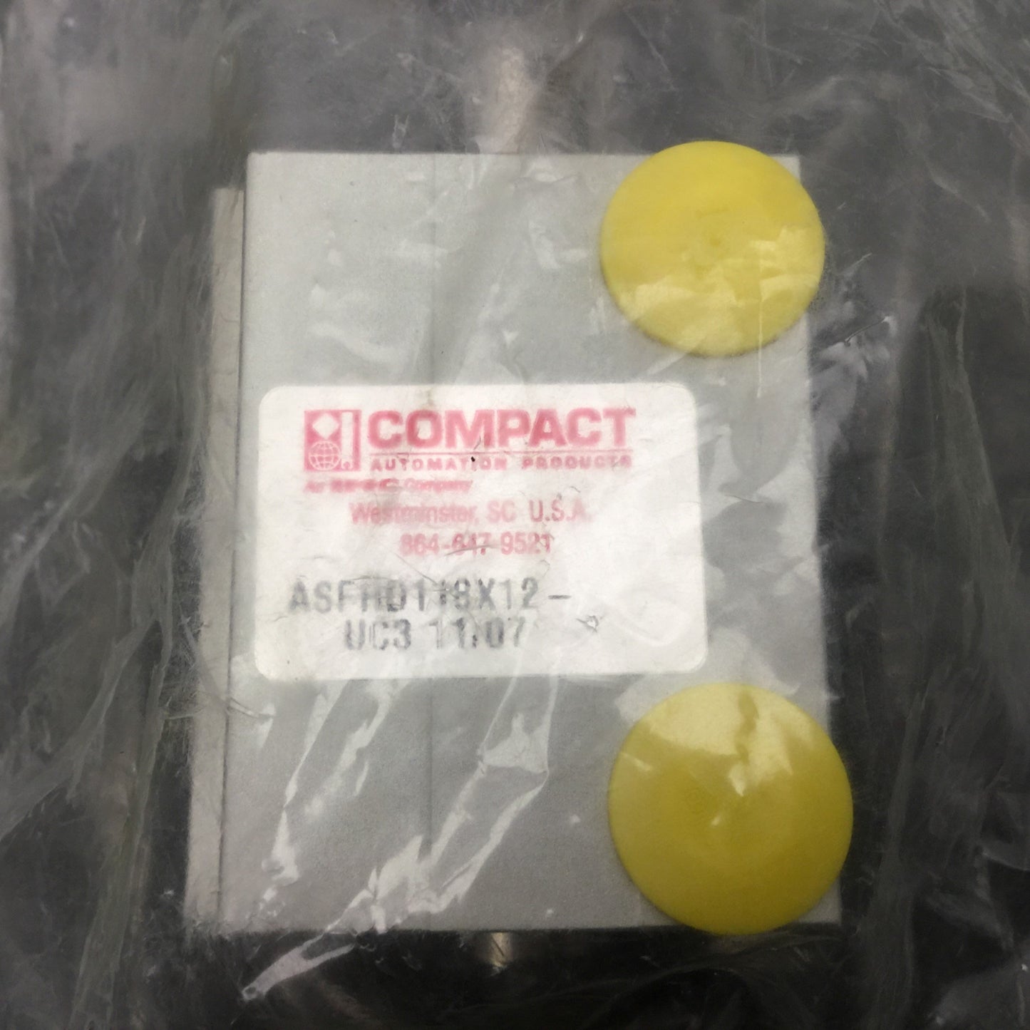 New ITT Compact Automation ASFHD118X12-UC3 Cylinder Bore: 1-1/8" Stroke: 1/2" 250psi