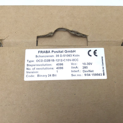 New POSITAL FRABA OCD-D2B1B-1212-C10V-0CC Absolute Optical Encoder DeviceNet 12Bit
