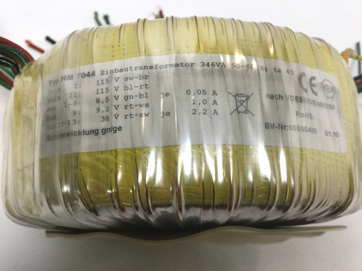 Used HM 7044 Toroidal Transformer 346VA, Multiple Output, 115V Pri, 8.5/9.2/38V Sec