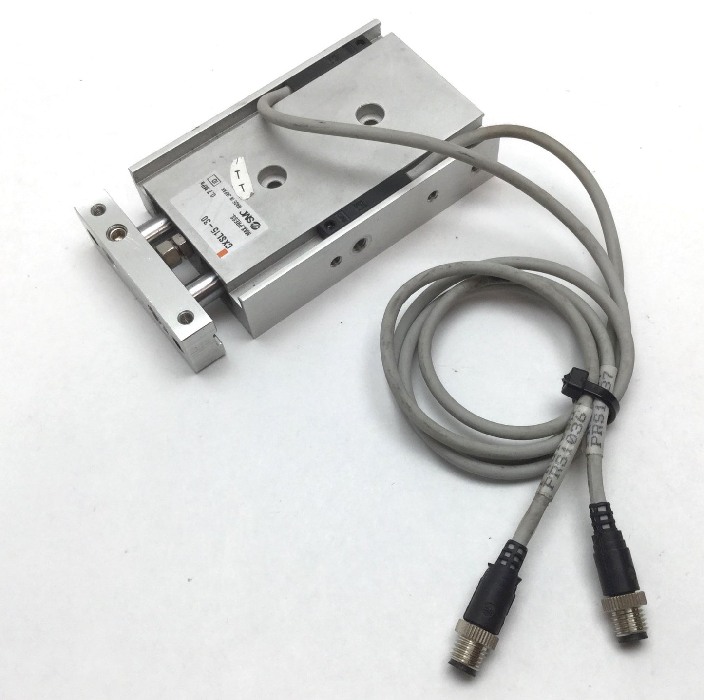 Used SMC CXSL15-30 Pneumatic Guided Cylinder, Bore 15mm, Stroke 30mm, With 2x Sensors