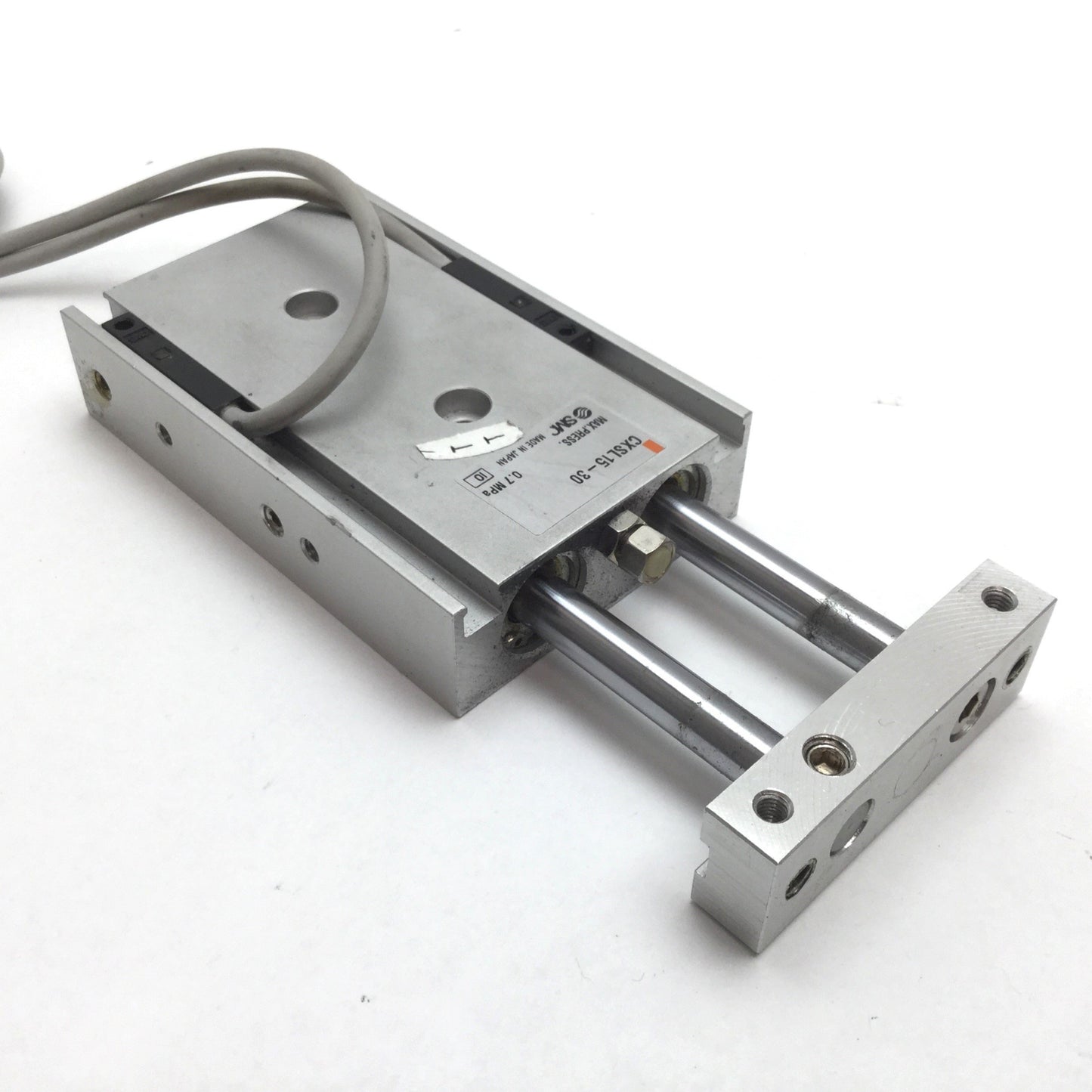 Used SMC CXSL15-30 Pneumatic Guided Cylinder, Bore 15mm, Stroke 30mm, With 2x Sensors