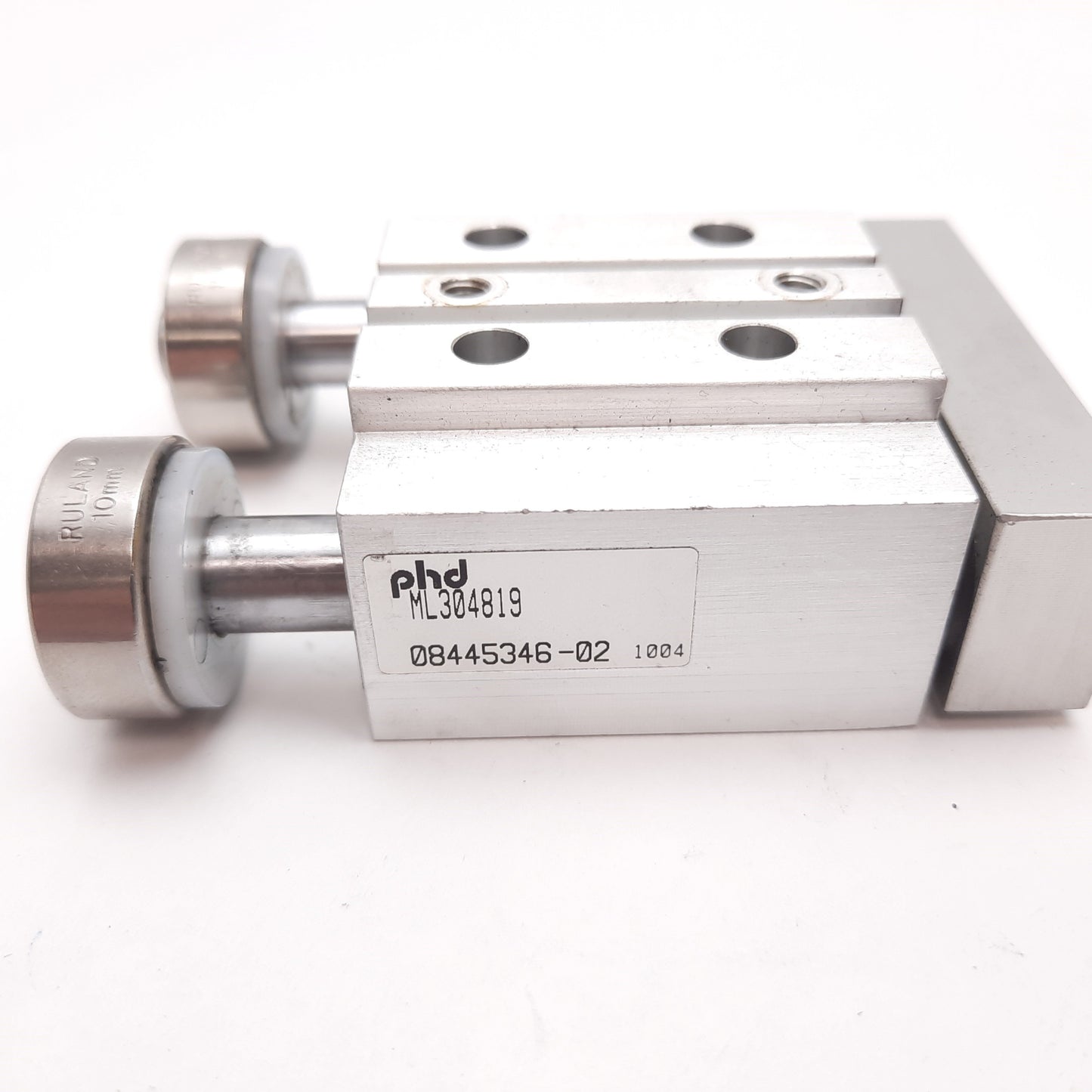 Used Phd ML304819 Pneumatic Guided Cylinder, Bore 5/8", Stroke 1/2", Ports 10-32