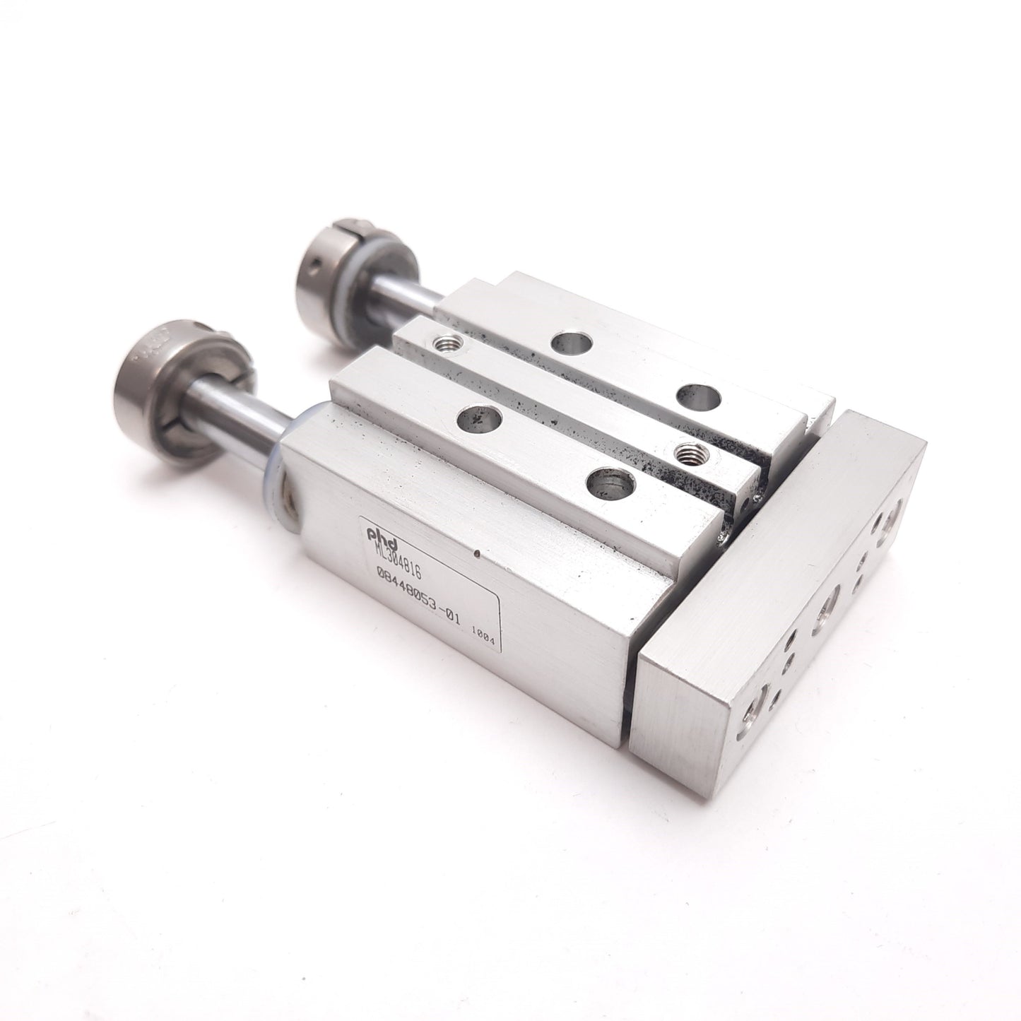 Used Phd ML304816 Pneumatic Guided Cylinder, Bore: 5/8", Stroke: 1", Ports: 10-32