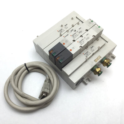 Used Bank of 2 SMC VQ4200-5 Solenoid Valve, 2-Position 5-Port, 24VDC, 0.15-1.0MPa