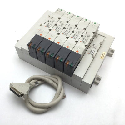 Used Bank of 5 SMC VQ4200-5 Solenoid Valve, 2-Position 5-Port, 24VDC, 0.15-1.0MPa