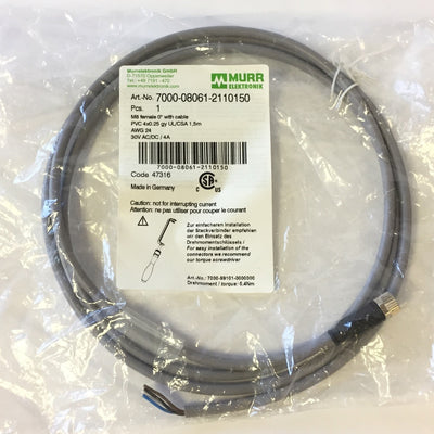New Lot of 3 Murr Elektronik 7000-08061-2110150 Cable M8 Female Connector, 1.5M Long