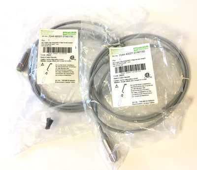 New – Open box Lot of 2 Murr Elektronik 7044-40021-2140150 Cable M12 Steel Male Connector, 1.5M