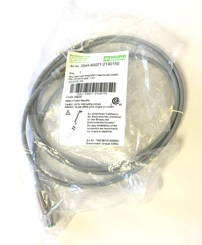 New – Open box Lot of 2 Murr Elektronik 7044-40021-2140150 Cable M12 Steel Male Connector, 1.5M