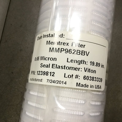 New – Open box Memtrex MMP962BBV Filter, 0.65 Micron, Length: 19.89", Seal Elastomer: Viton