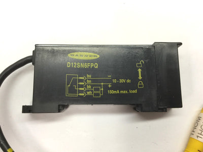 Used Banner D12SN6FPQ Fiber Optic Sensor, Voltage: 10-30VDC, Output: NPN 150mA