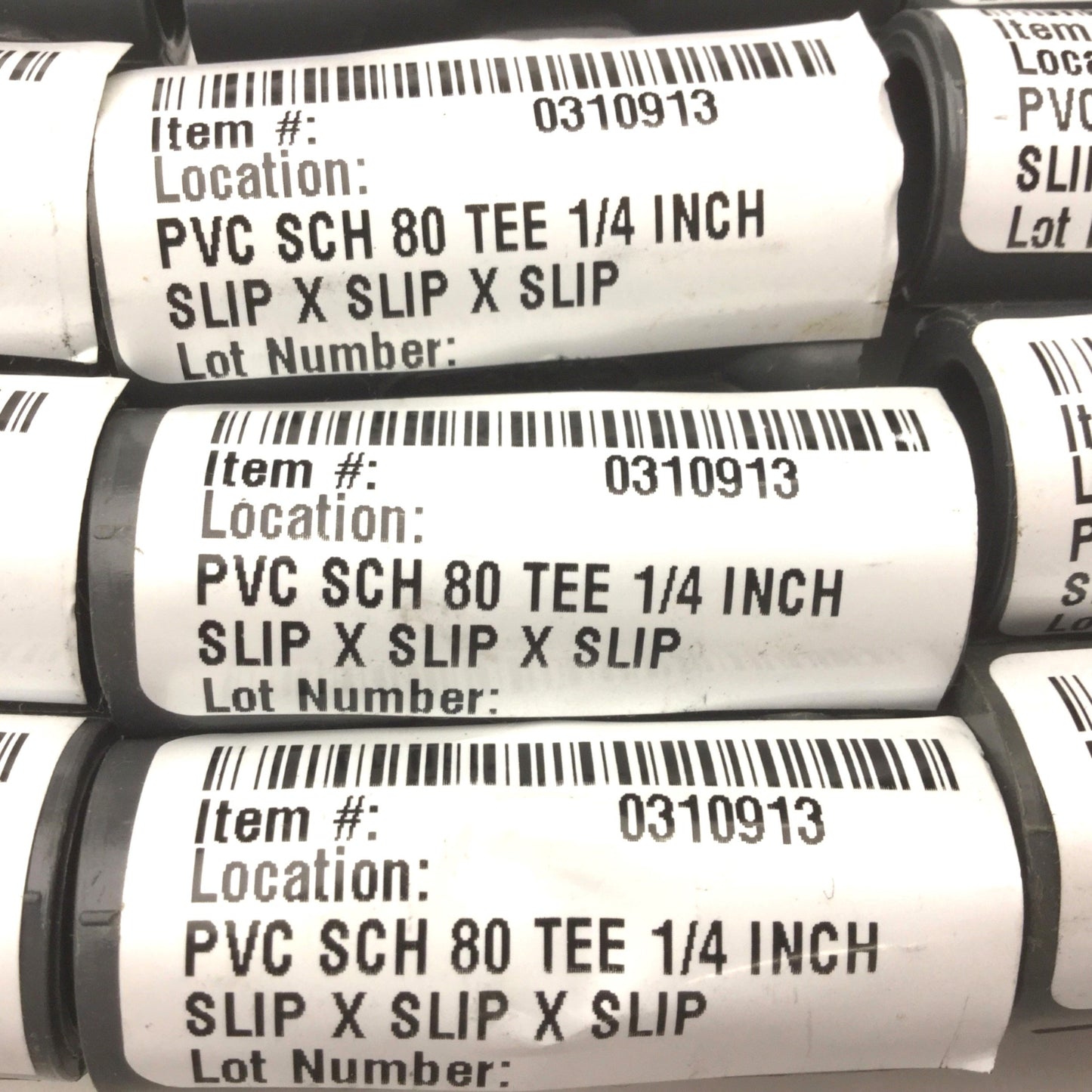 Used Lot of 18 PVC SCH 80 Tee, Size: 1/4" , Slip x Slip x Slip