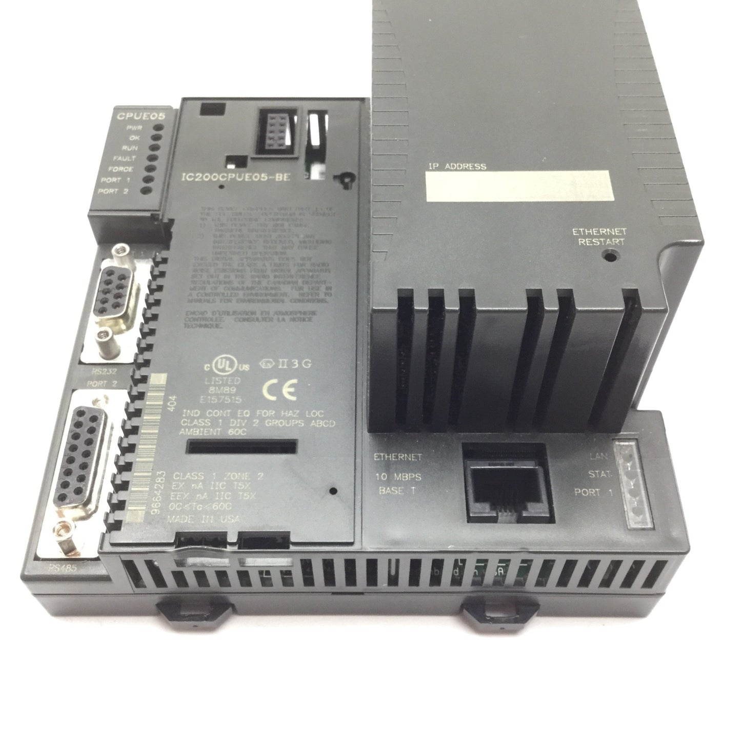 Used GE Fanuc IC200CPUE05-BE VersaMax PLC CPU Module, Ethernet, RS232 RS485 *Damaged*