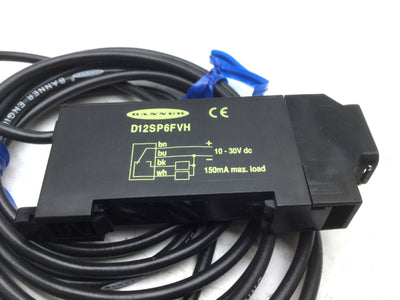Used Banner D12SP6FVH Fiber Optic Sensors, Voltage: 10-30VDC PNP Sourcing