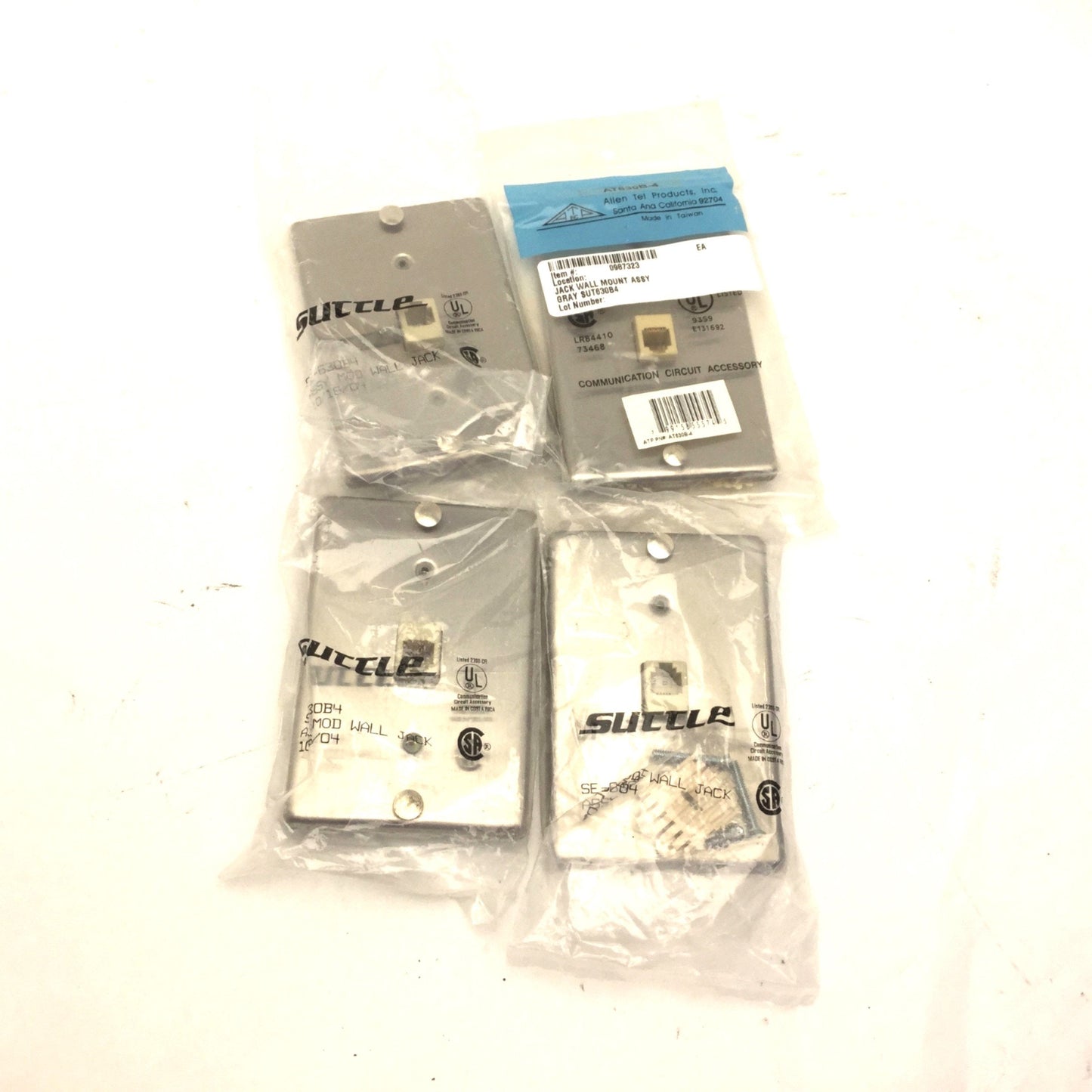 New Other Lot of 4 New Suttle SE-630B4 Assy Mod Wall Jacks, Steel Wall Mount Phone Jacks