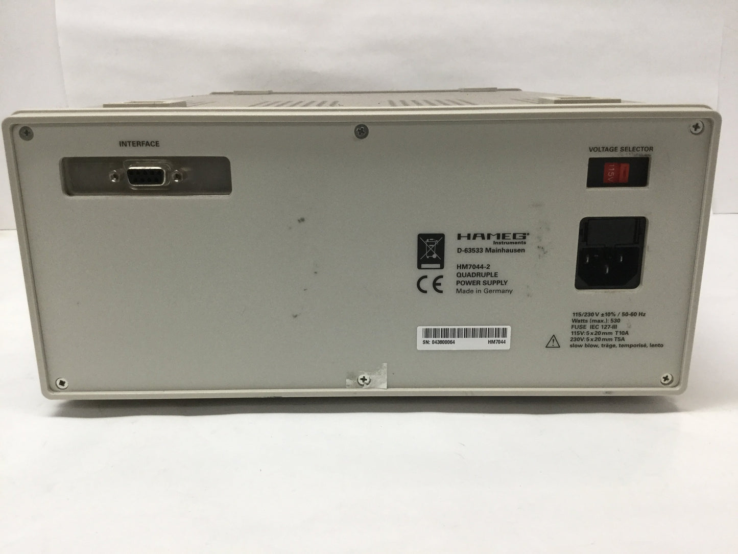 Used Hameg HM7044 Quadruple High Performance Programmable Power Supply 384W, 0-32VDC