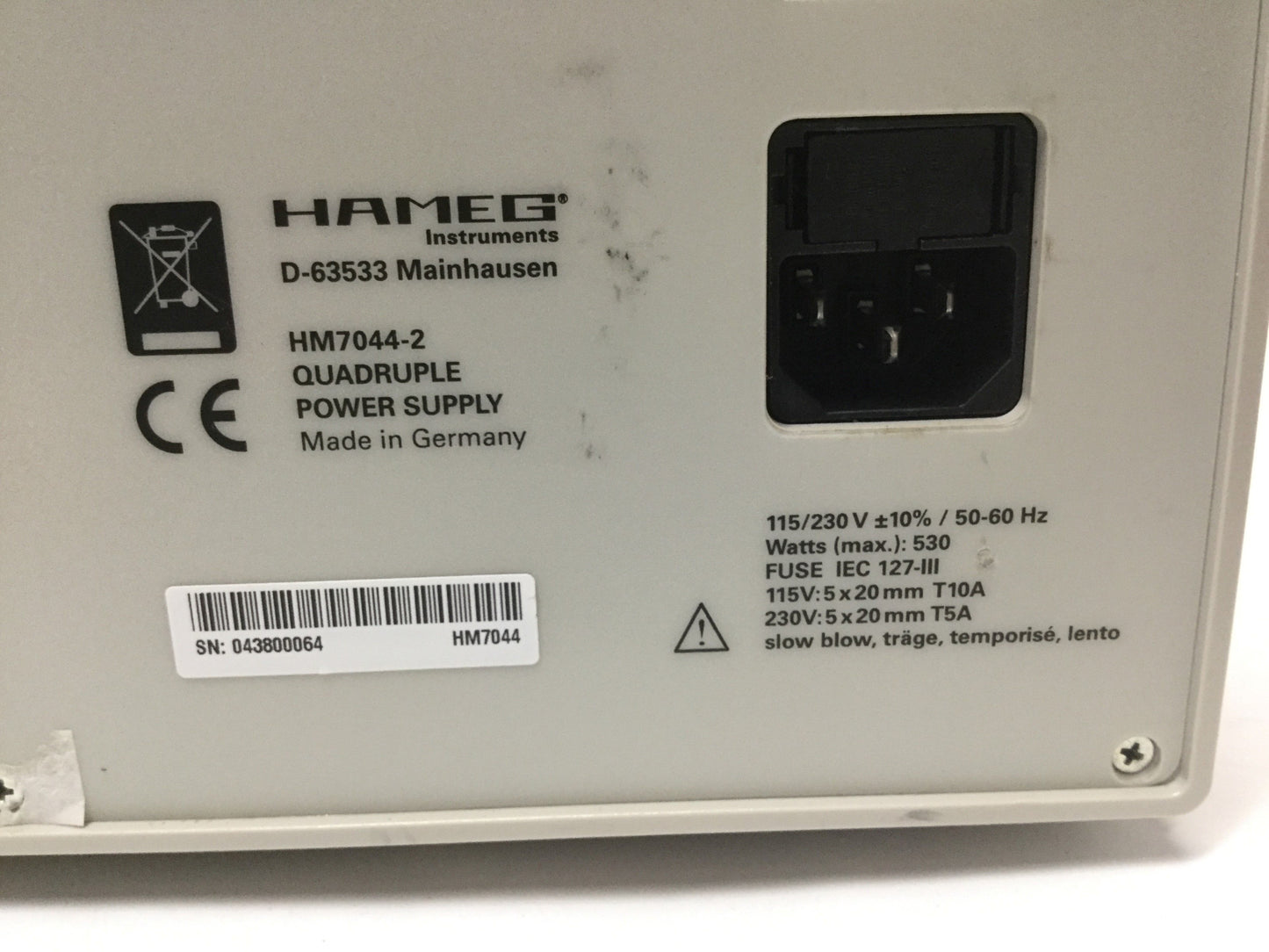 Used Hameg HM7044 Quadruple High Performance Programmable Power Supply 384W, 0-32VDC