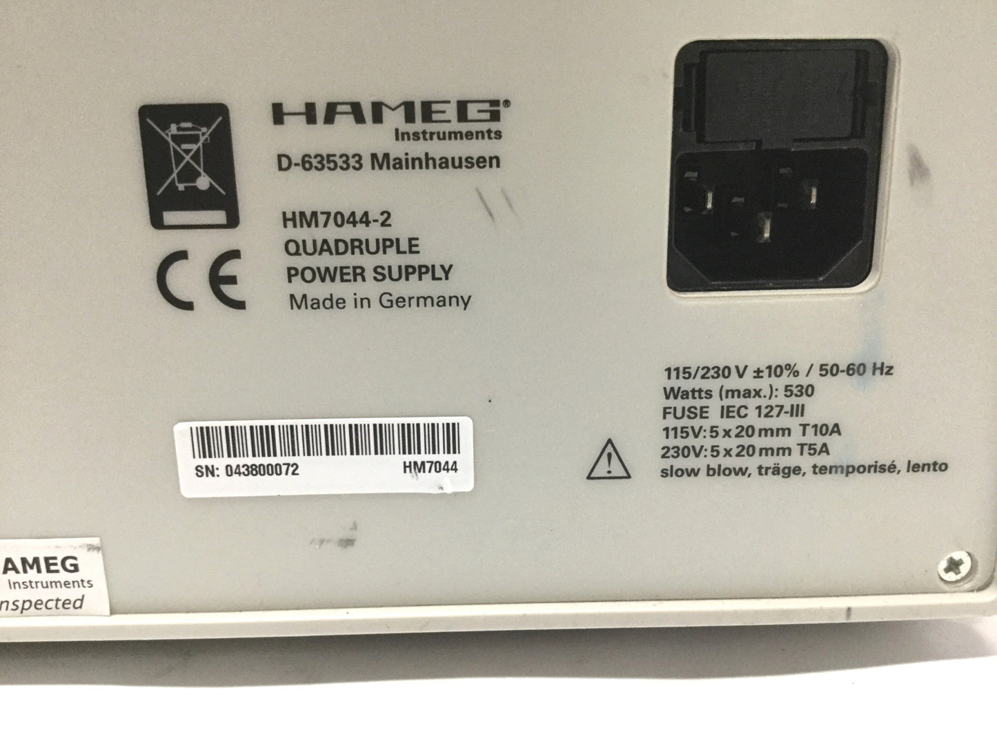 Used Hameg HM7044 Quadruple Programmable High Performance Power Supply 384W, 0-32VDC