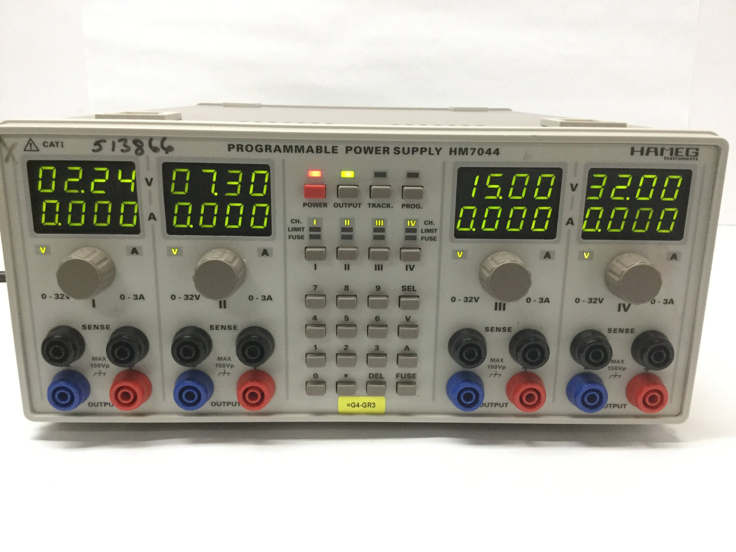 Used Hameg HM7044 Quadruple Programmable High Performance Power Supply 384W, 0-32VDC