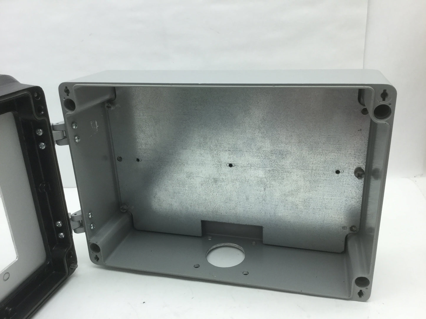Used Hoffman Cast Aluminum HMI Enclosure Hinged In 12"x7"x4" Out 14"x6"x10"
