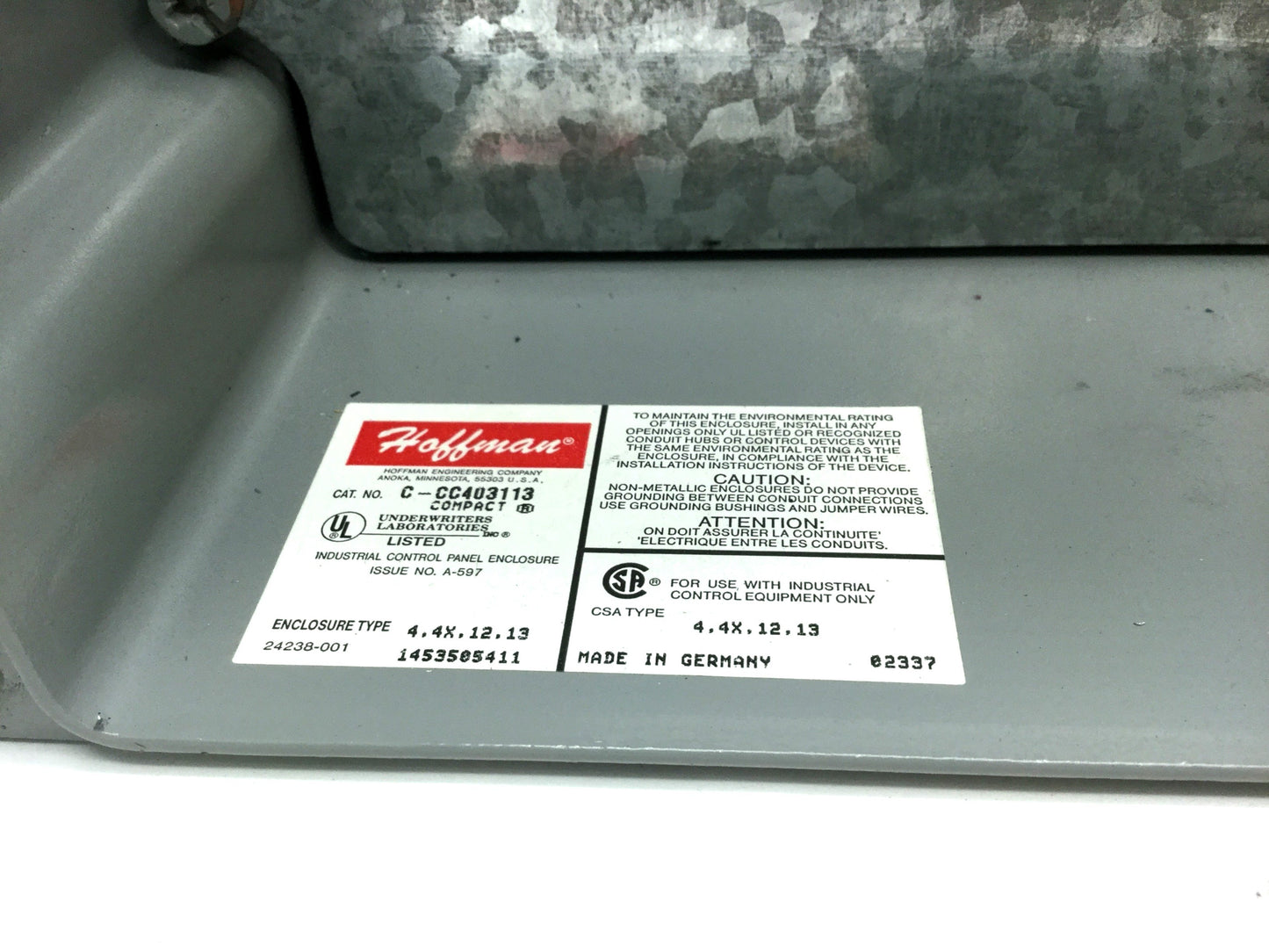 Used Hoffman Cast Aluminum HMI Enclosure Hinged In~ 15"x10"x4" Out ~16"x6"x10"