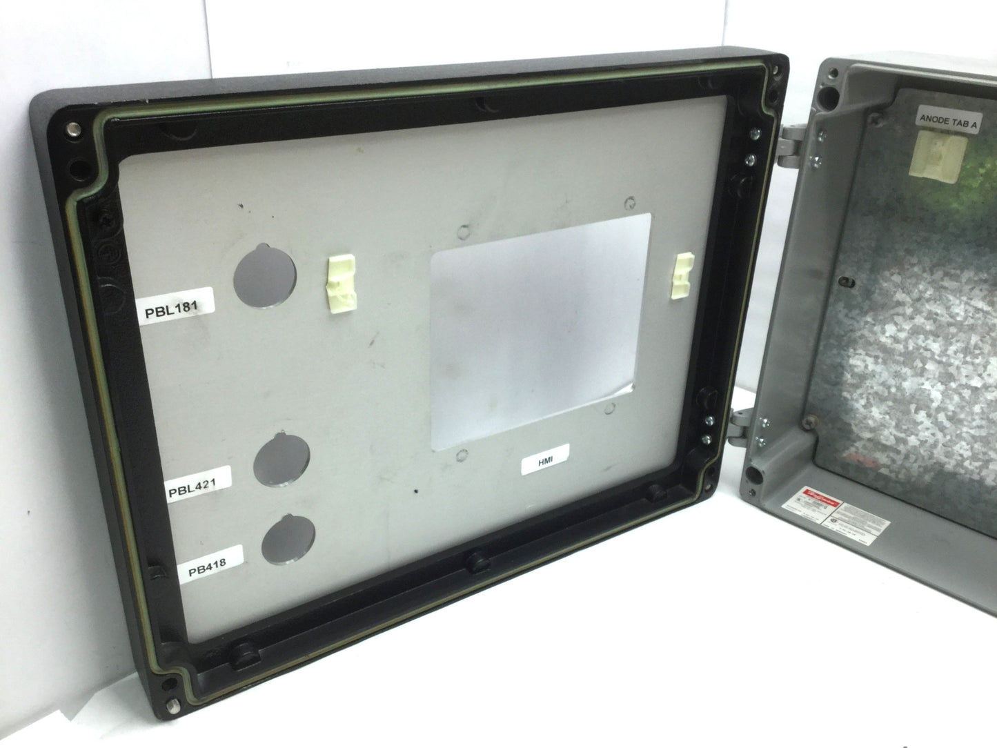 Used Hoffman Cast Aluminum HMI Enclosure Hinged In~ 15"x10"x4" Out ~16"x6"x10"