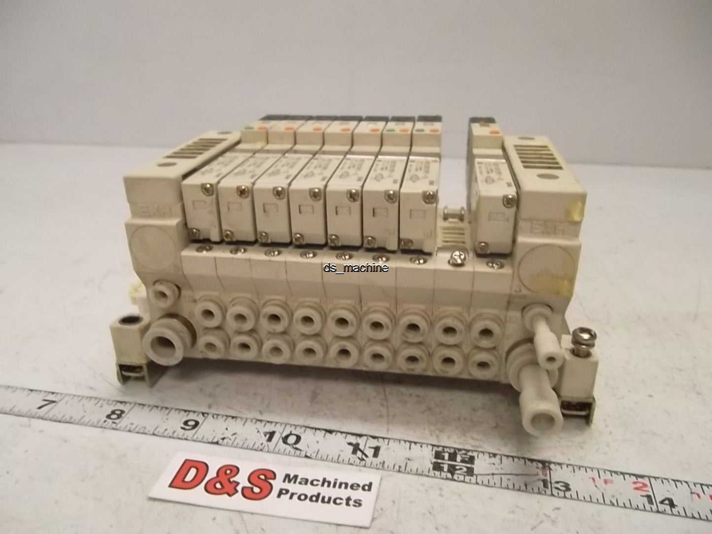 Used SMC Bank of 8 Valves (3) VQ1201RY-5, (5) VQ1101RY-5