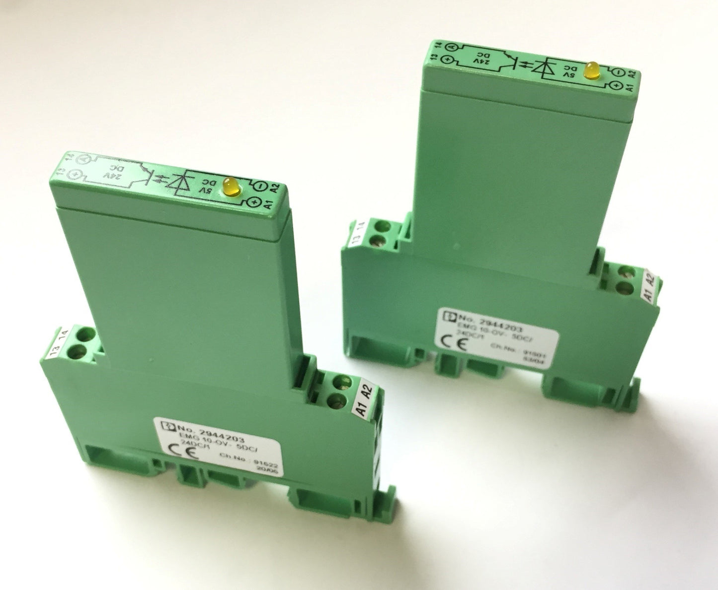 Used Lot of 2 Phoenix Contact 2944203 Solid State Relays SSR, SPST-NO, 1A 5-36VDC