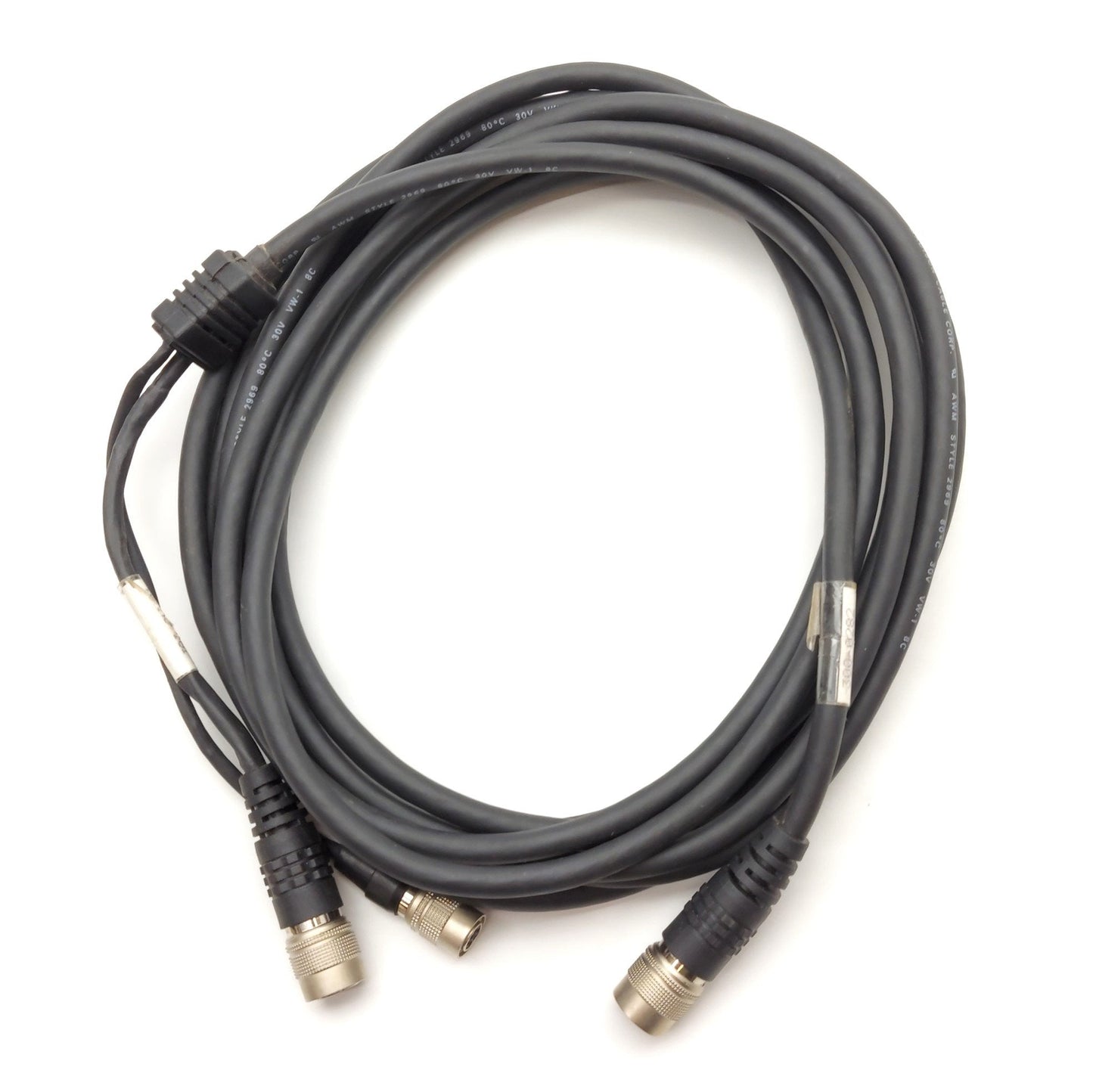 Used JAI 300-0282-15 Camera Cable, 12-Pin to 12-Pin & 6-Pin Hirose, 15', for CV-M1