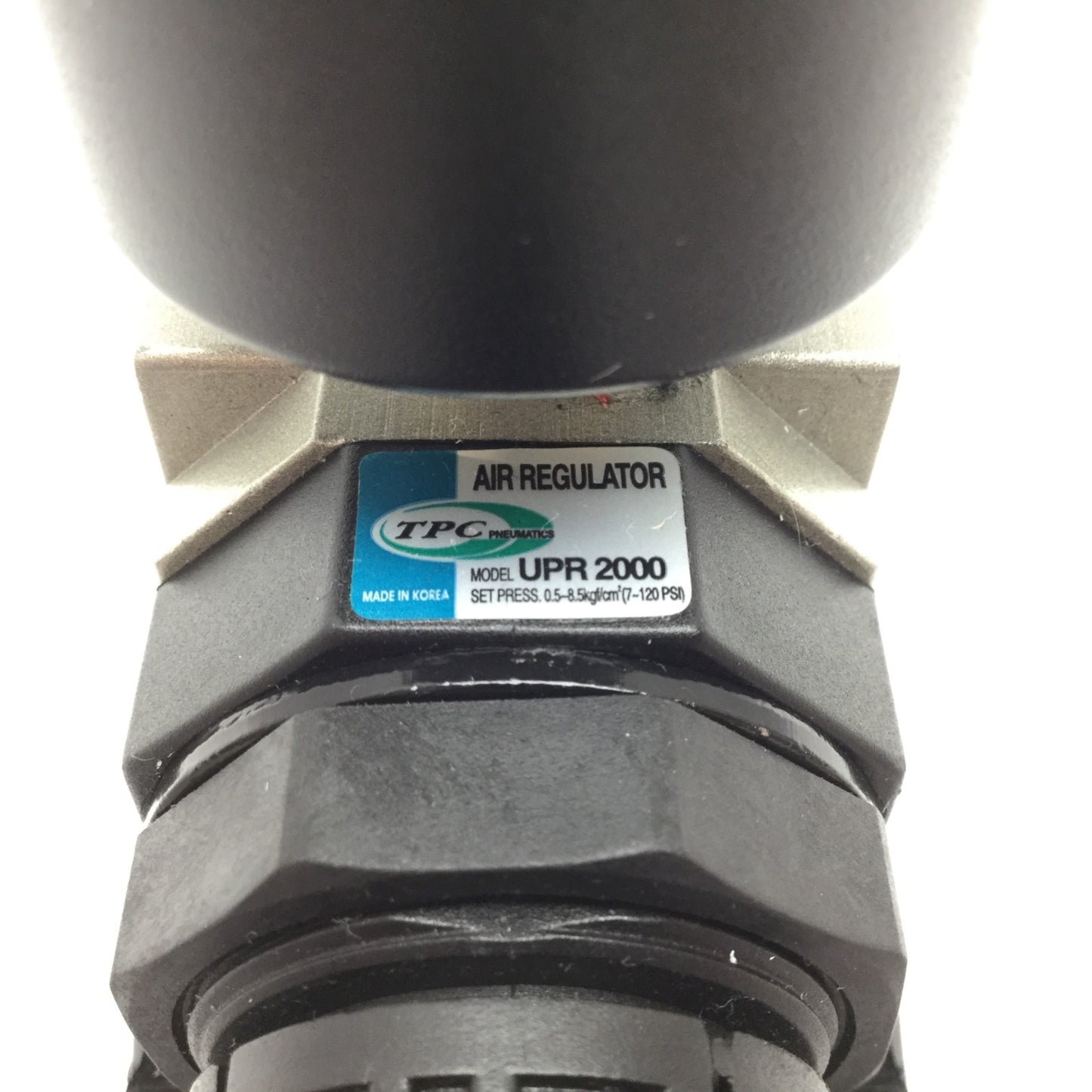 Used TPC UPR2000 Air Regulator, Set Pressure: 7-120psi, 1/8" NPT, With 0-15psi Gauge