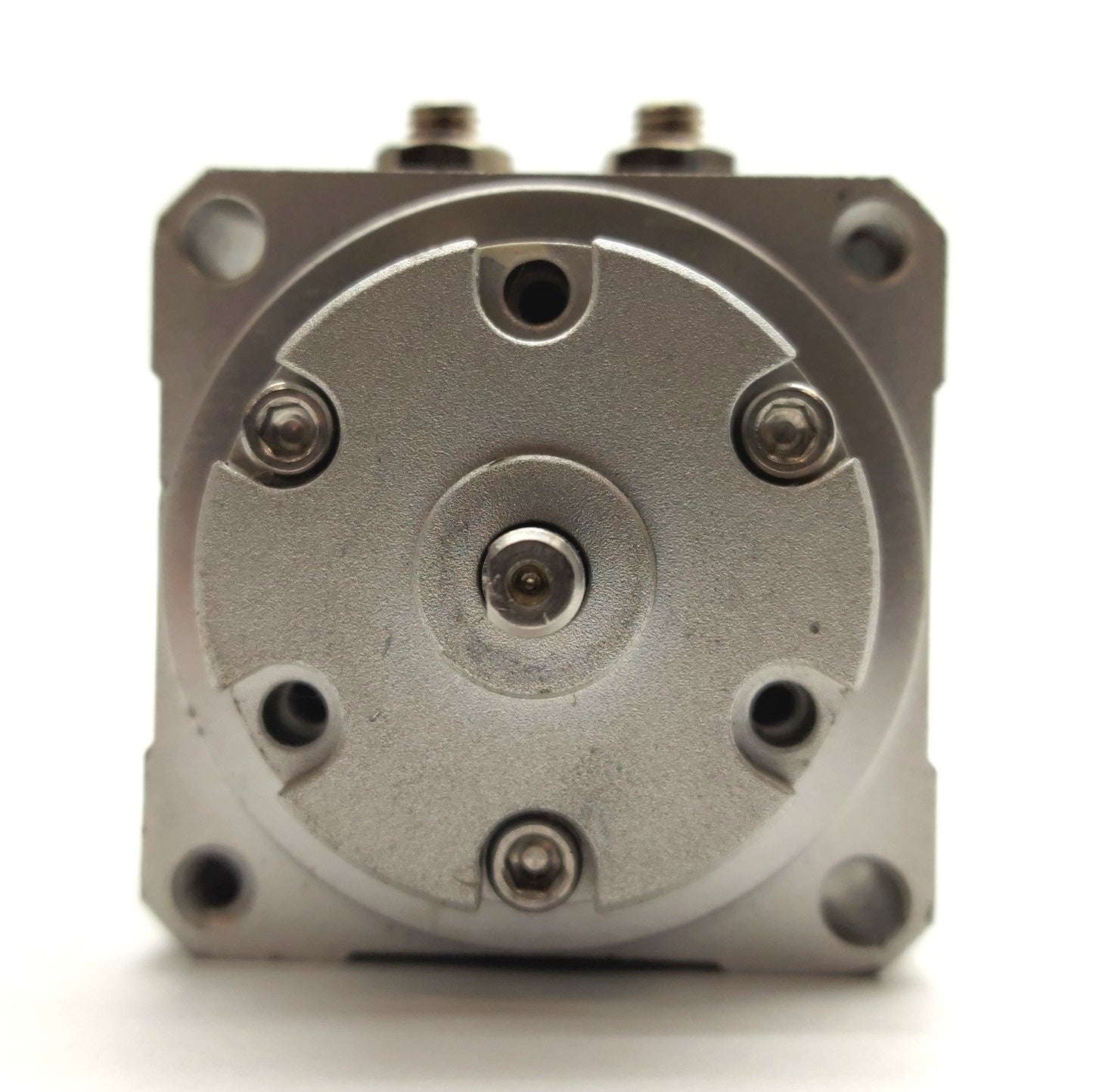 Used SMC MSUB3-180S Rotary Table, 180° Rotation, 100PSI Max, 5mm Shaft, M5 Ports