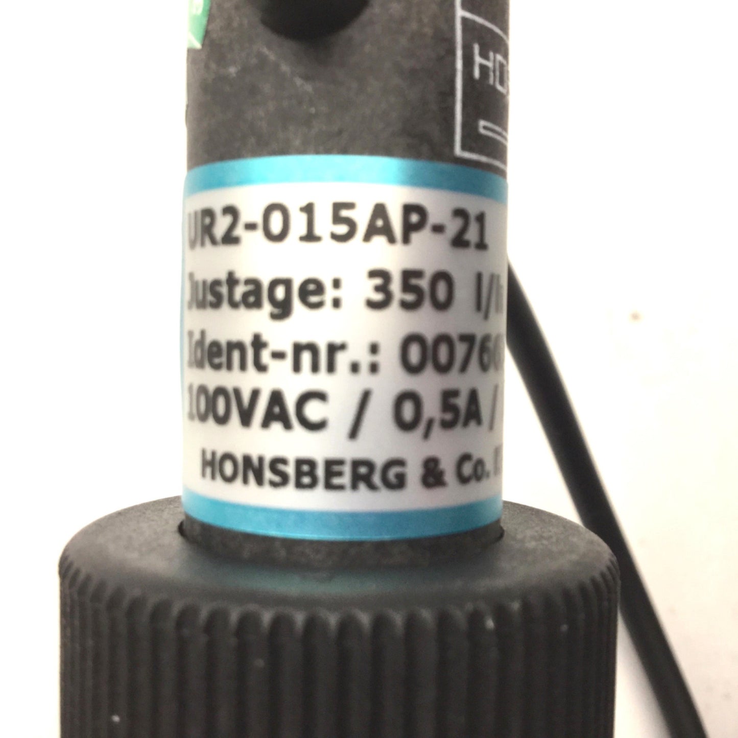 Used Honsberg UR2-015AP-21 Fluvatest Paddle Flow Switch, 1NO, 350LPH, 100VAC/0.5A