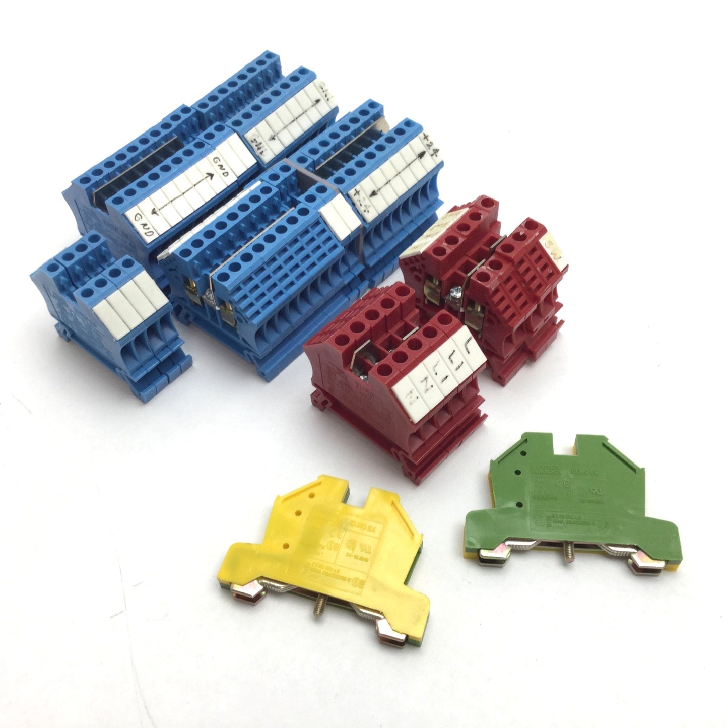 Used Lot of 52 DINnectors Terminal Block 40x EURO 2.5 10x EURO 4 2x EURO E4 Ground
