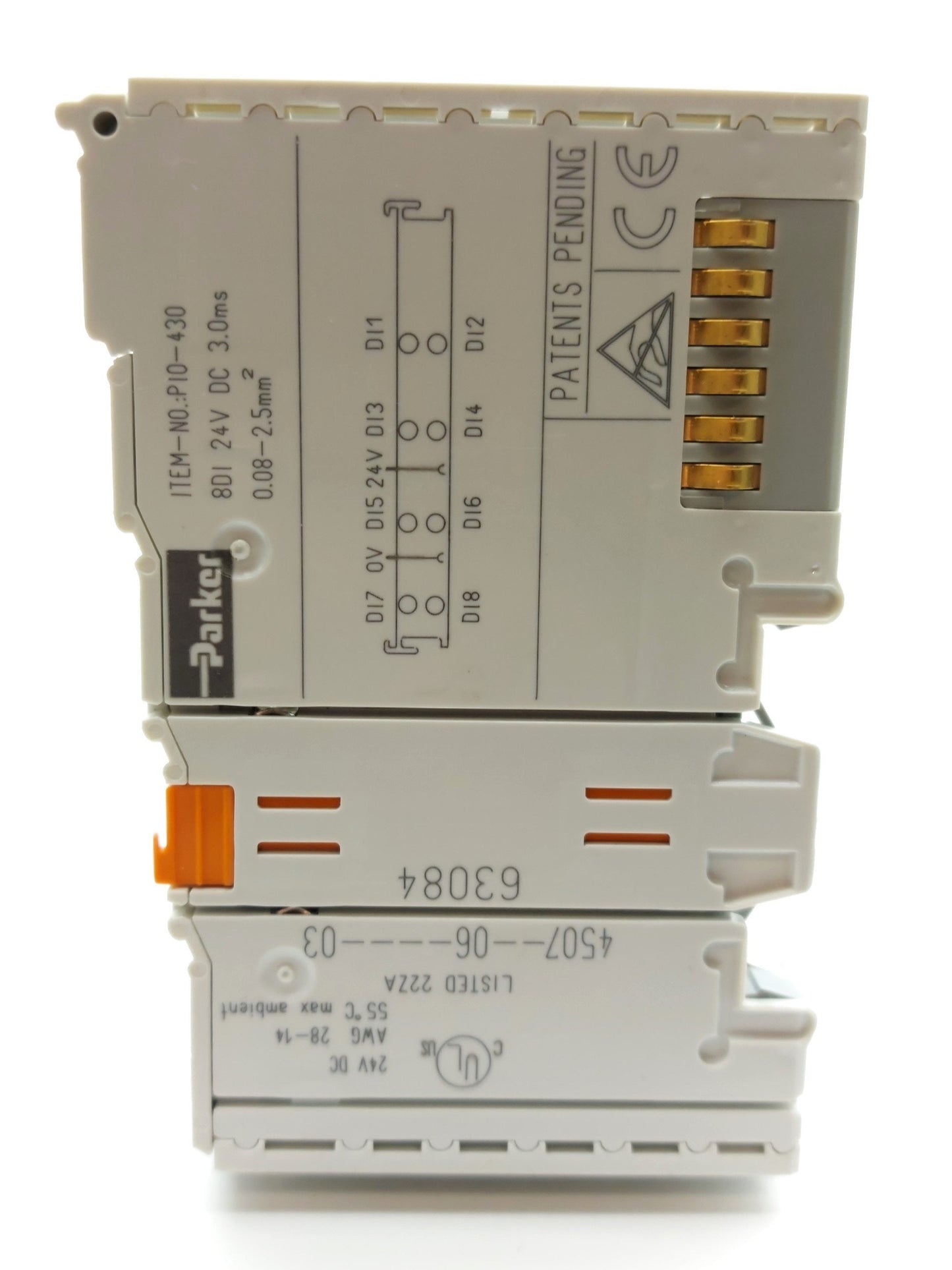Used Parker PIO-430 Digital Input Module, 8 Inputs, CANopen, 24VDC 0.5A