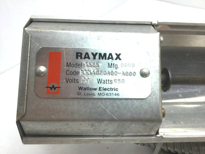Used Watlow Raymax 1525 Panel Heater Voltage: 120V 650 Watts Length: 20"
