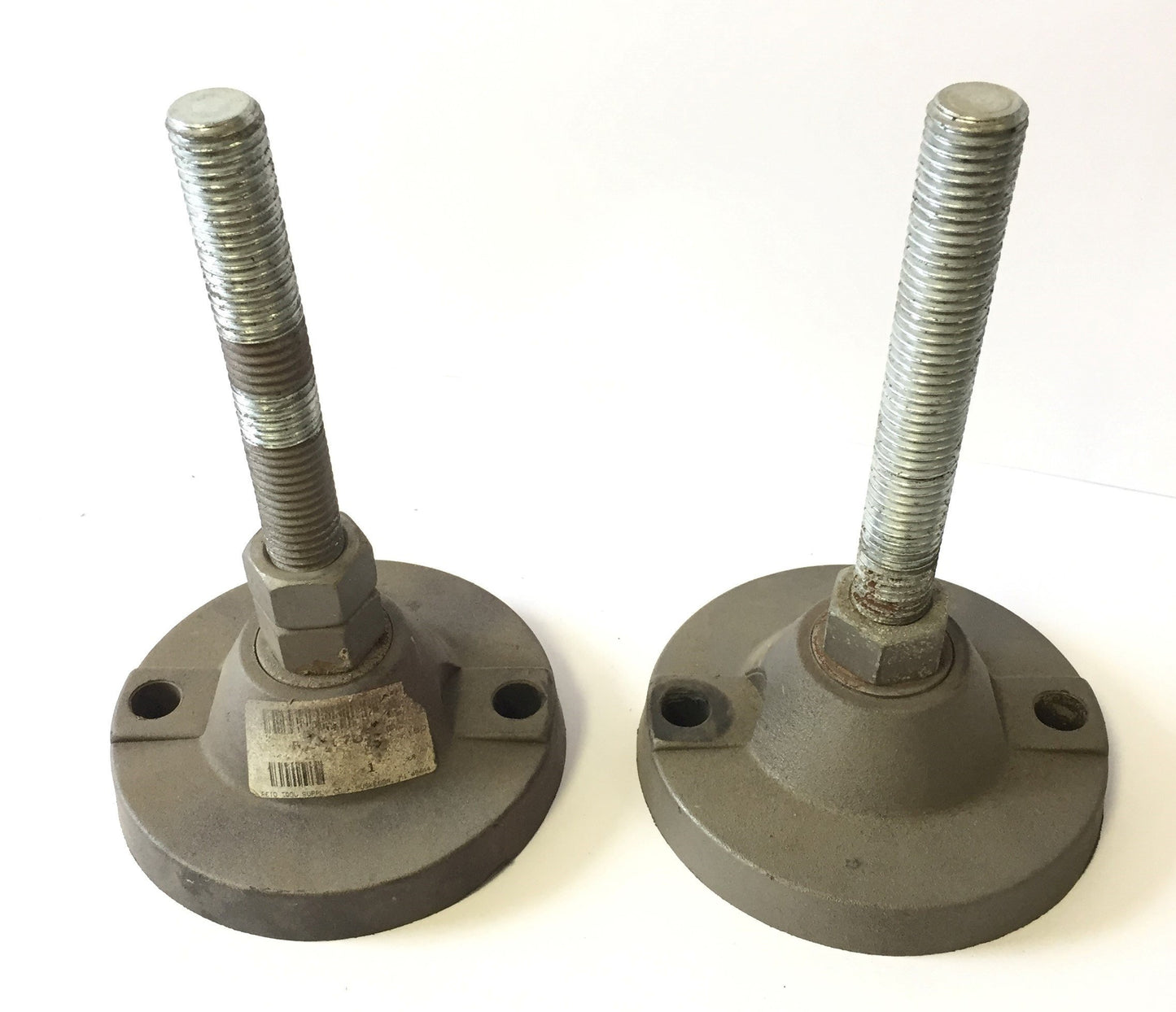 Used Lot of 2 Valu-Guide VG-520 Machine Conveyor Leveler Feet Base, Stem: 3/4"-10