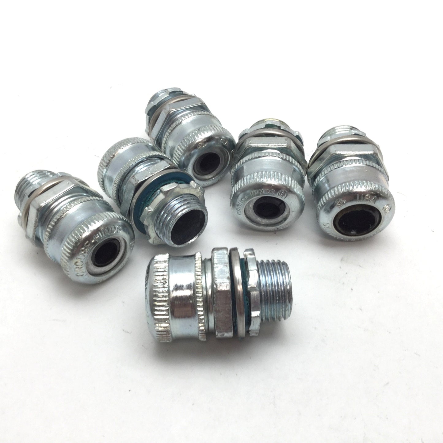 Used Lot of 6 Crouse-Hinds Cord Grip Cable Gland, 1/2" NPT Male, *Gland ID May Vary*