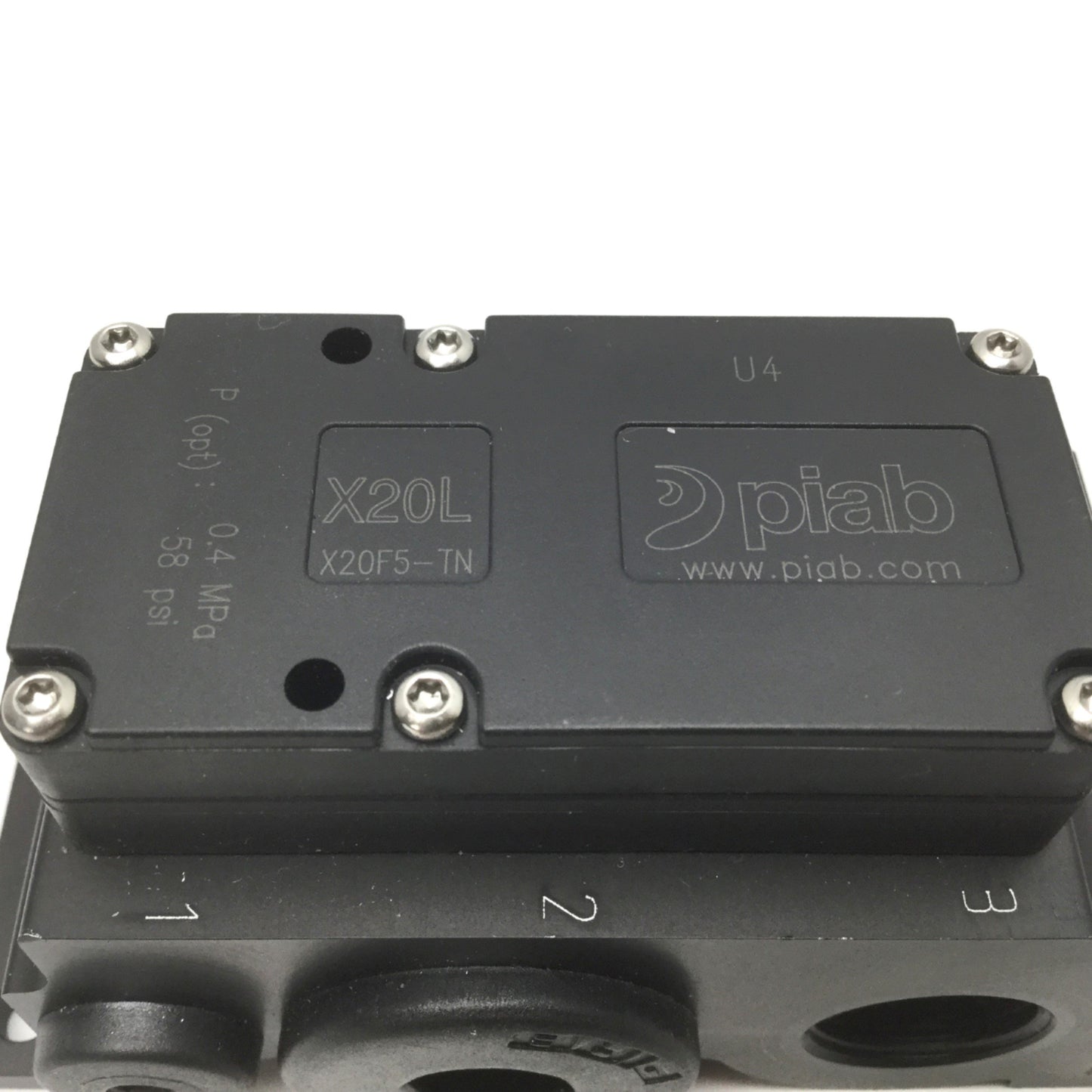 New – Open box Piab X20F5-TN MINIFLEX Vacuum Pump X20L, 100psi Max Supply Pressure, 27.9 -inHg