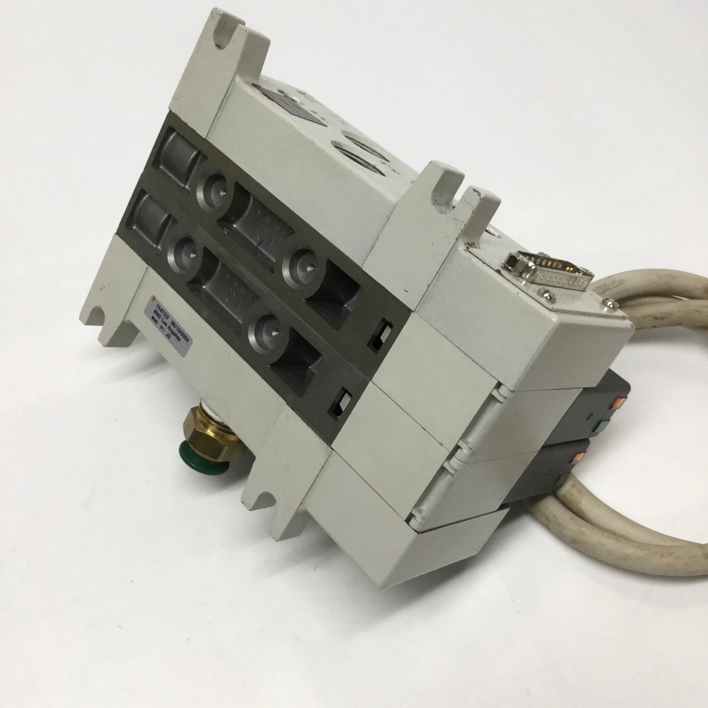 Used Manifold with 2 SMC Solenoid Valves, VQ4100-5, VQ4300-5, 5-Port, 24VDC Coil