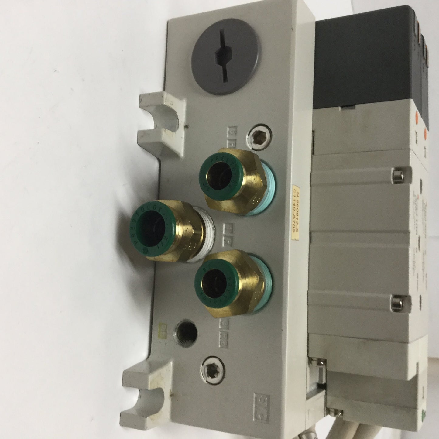 Used Manifold with 2 SMC Solenoid Valves, VQ4100-5, VQ4300-5, 5-Port, 24VDC Coil
