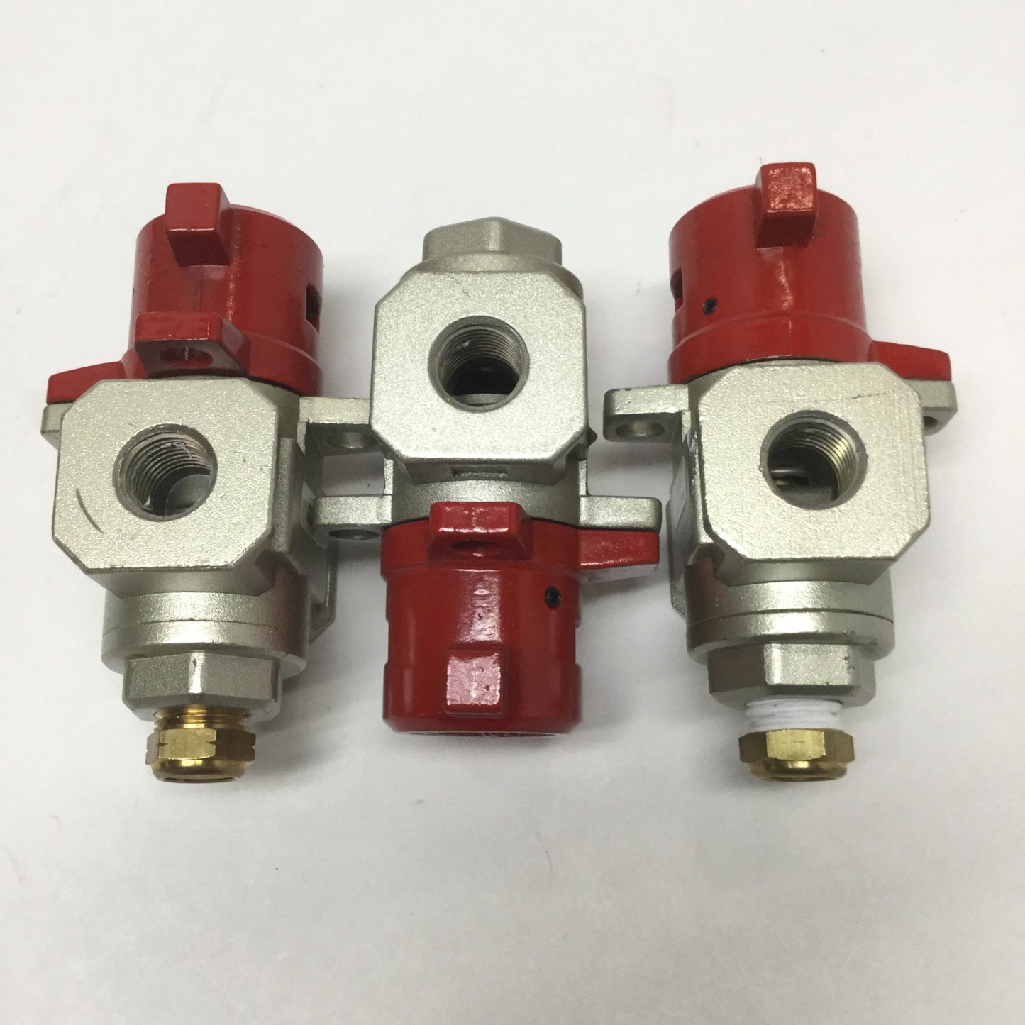 Used Lot of 3 Clippard MMSV-3QQ Pressure Relief Valve with Lockout, 3-Port, 1/4 NPT