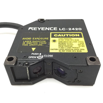 Used Keyence LC-2420 Reflective Laser Displacement Sensor Head, 1.9mW, 670nm