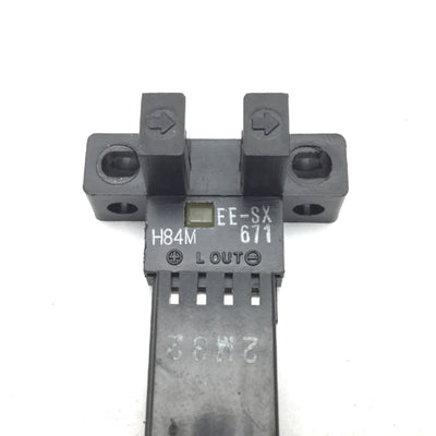 Used Lot of 5 Omron EE-SX671 Slot Sensor, 5mm Slot, NPN Output, With 4-Wire Cable